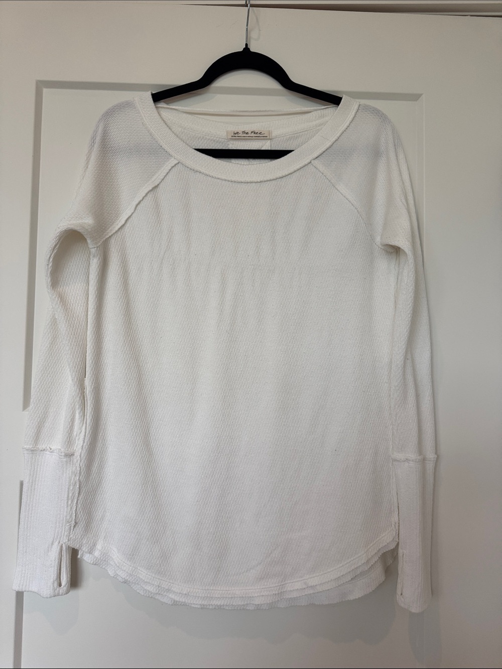 Free People White Waffle Knit Long Sleeve Tunic